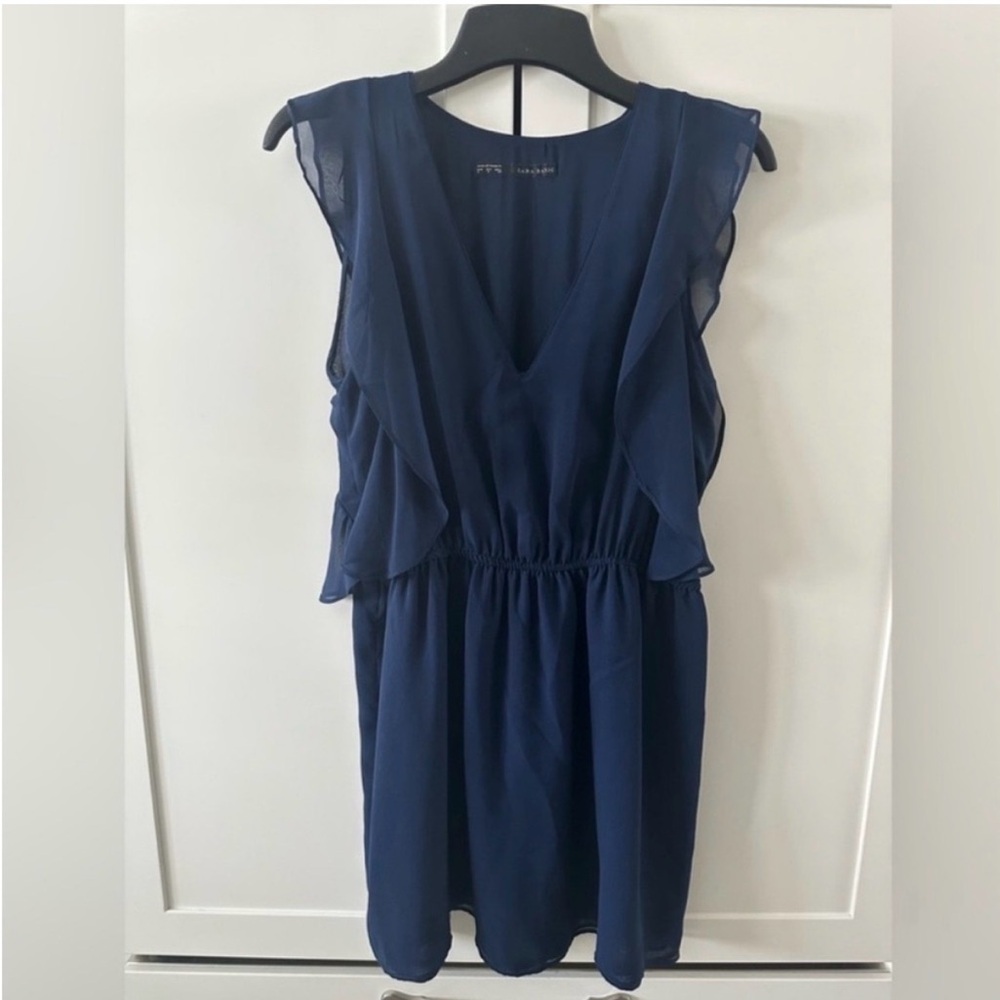 Zara - blue sleeveless/ruffle dress